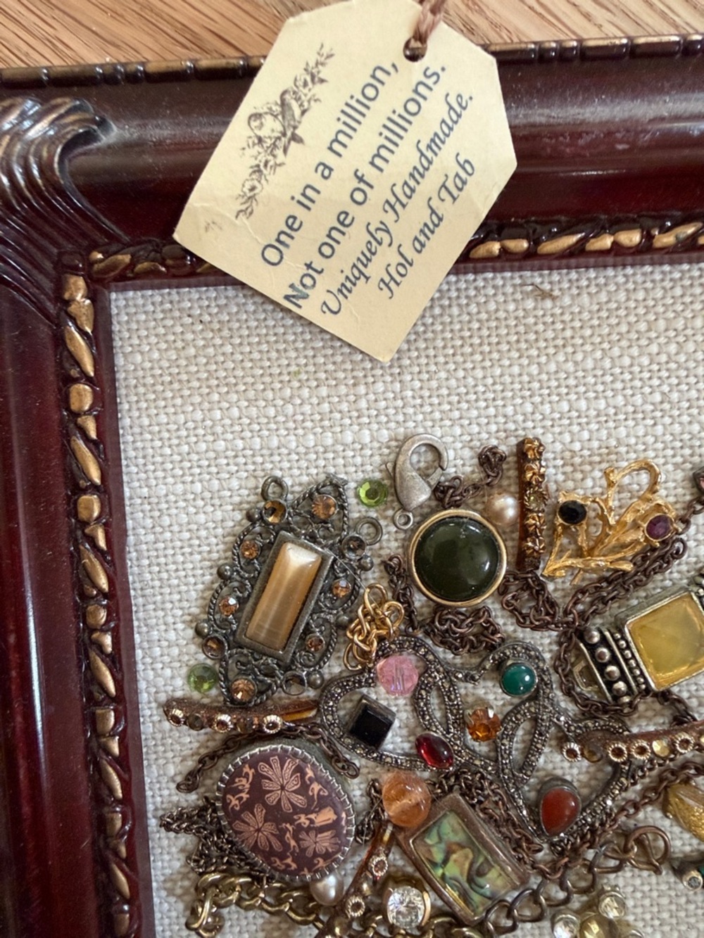 Vintage Mixed-Metal Jewelry Tree Wall Art with Colorful Gem Accents - Picture 4 of 4